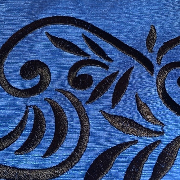 NEW Silk Land Blue Blazer Women's 3X Open Front 100% Silk Black Embroidered Trim - Picture 8 of 10